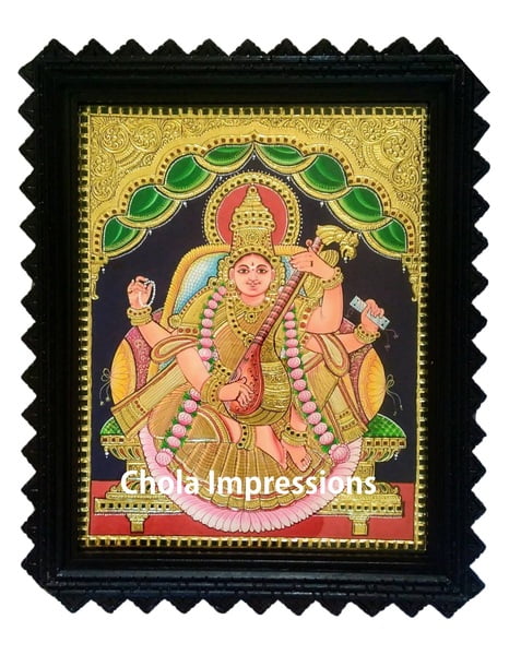Saraswati Devi Tanjore Painting Saraswati Devi Tanjore Painting